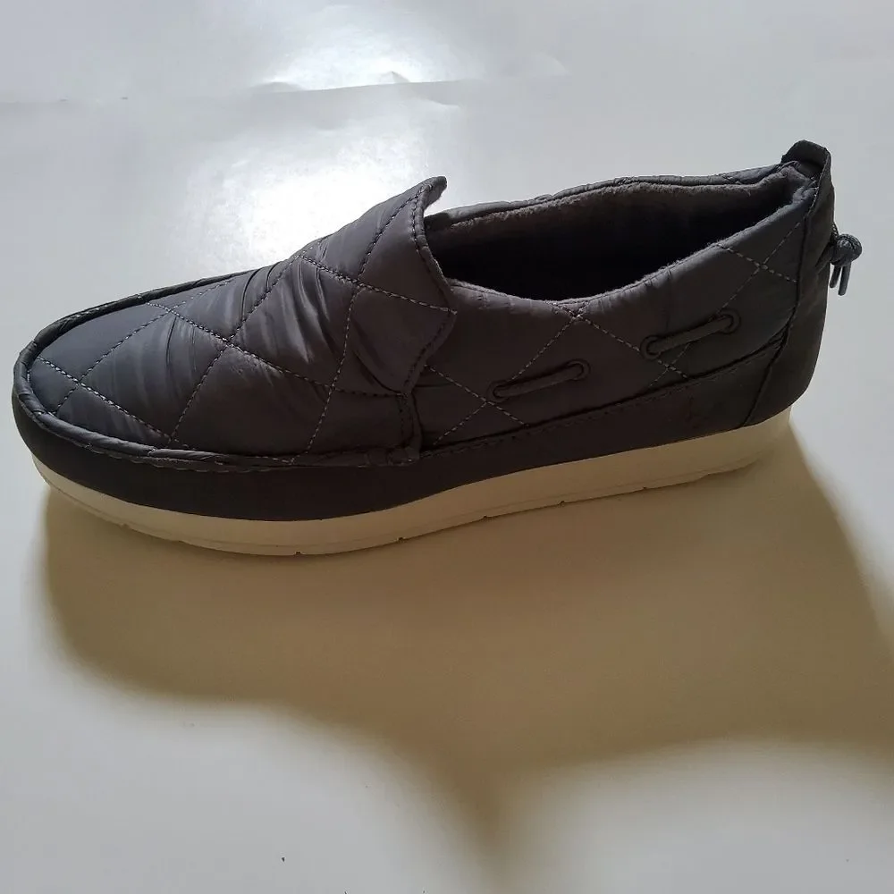 Sperry Moc Sider Quilt Nylon Slip On Shoe Grey Microfleece Cozy